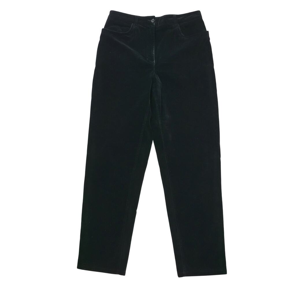 Talbots Size 12 Black Velour Stretch Slim Leg Dress Pants Mature Office